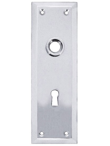 New York Style Forged Brass Back Plate With Keyhole in Polished Chrome.